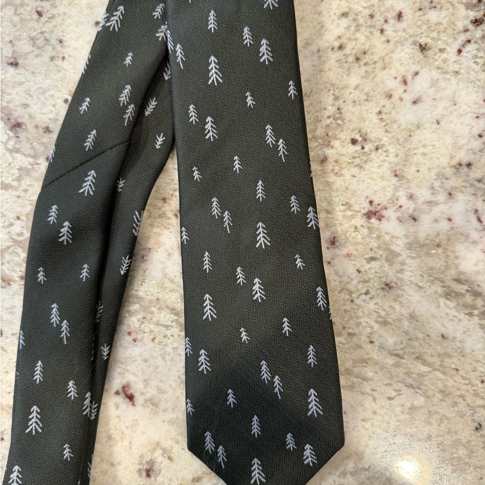 Men's Forest Pattern Silk Tie - Dark Green